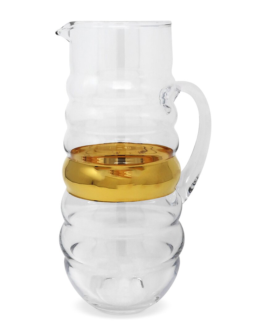 Vivience Glass Pitcher With Stripe In White
