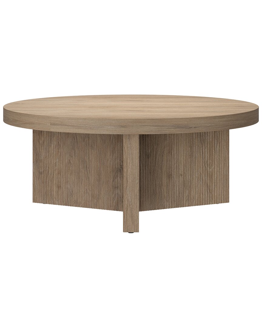 Abraham + Ivy Holm 36 Wide Round Coffee Table In Antiqued Gray