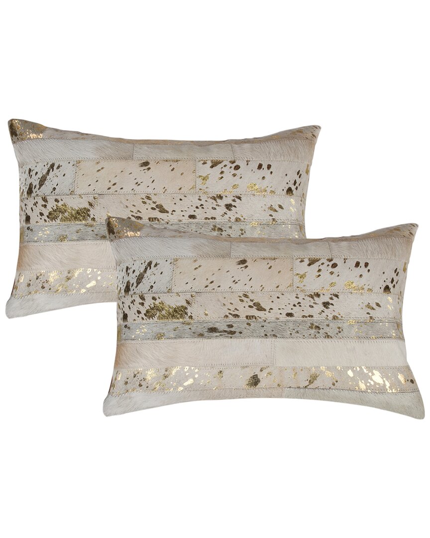 Shop Natural Group Pack Of 2 Torino Madrid Pillow In Gold