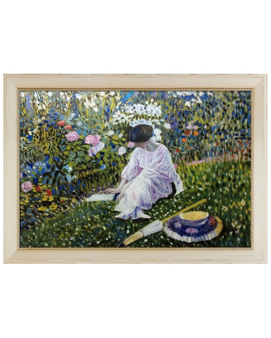 Overstock Art La Pastiche Lady In The Garden In June Framed Wall Art By Frederick Carl Frieseke In Multicolor