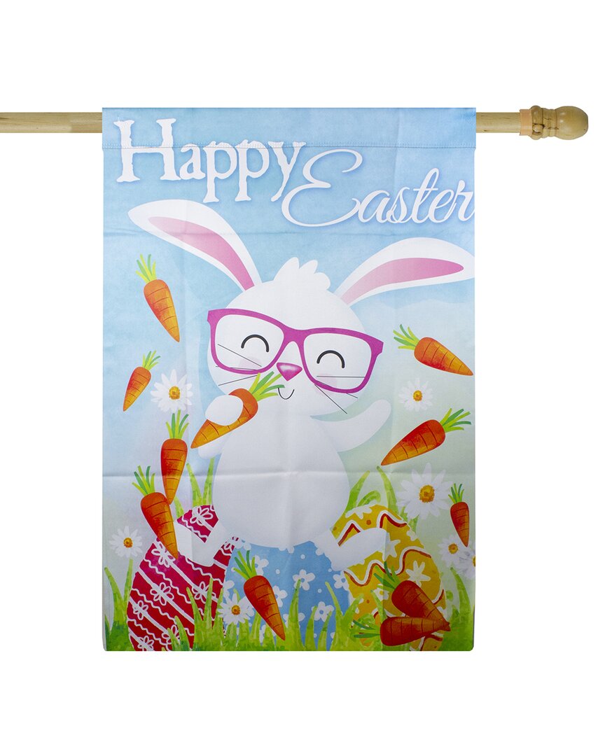 Shop Northlight Happy Easter Bunny With Carrots Outdoor House Flag In Blue