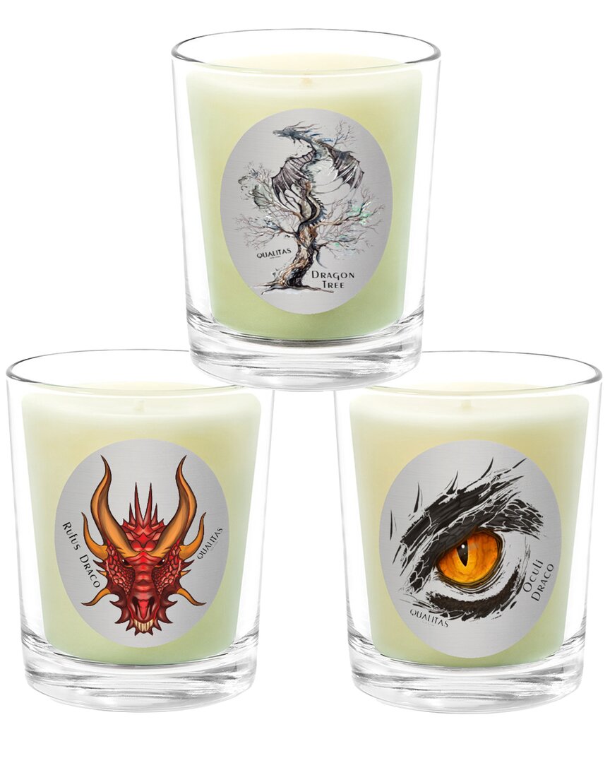 Qualitas Candles 3pc Candle Set - Rufus Draco, Oculi Draco, & Dragon Tree In White