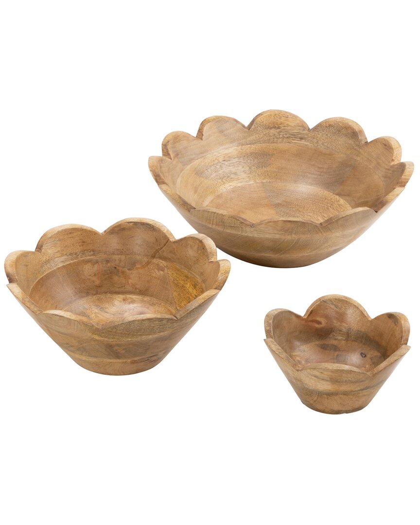 Peyton Lane Traditional Mango Wood Decorative Bowl Set In Brown
