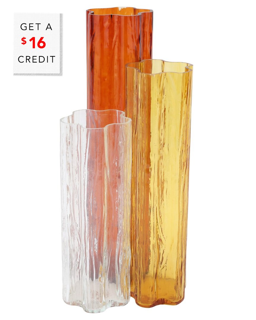 Vietri Flora Triple Glass Vase In Multi