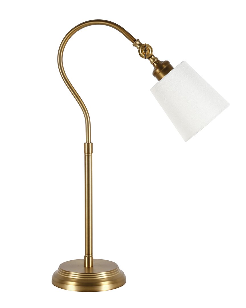 Abraham + Ivy Harland Brushed Brass Arc Table Lamp In Gold