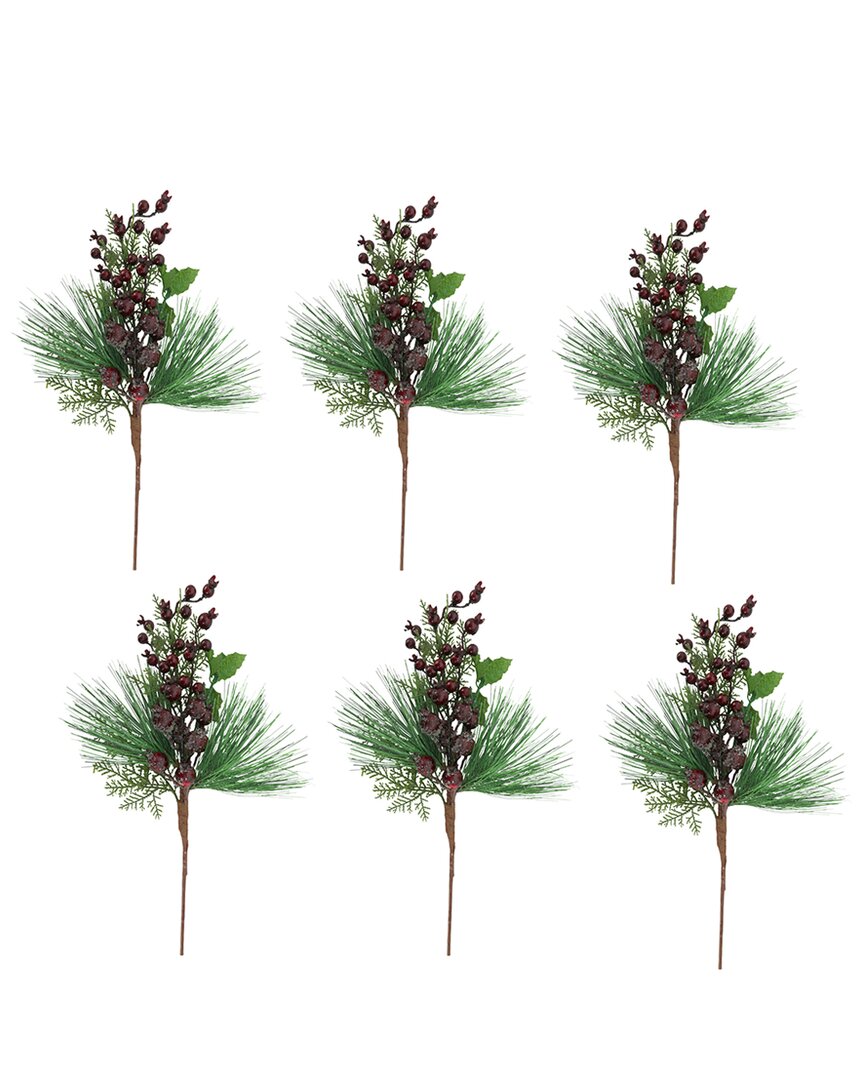Creative Displays Set Of 6 Christmas Berry Pick In Red