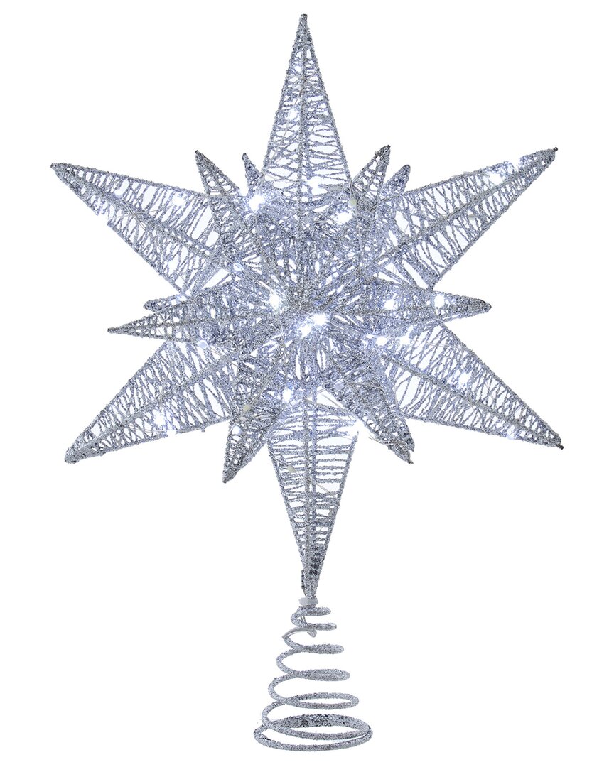 Kurt Adler 15-inch 80-light Cool White Micro Led Silver Starburst Tree Topper In Silver