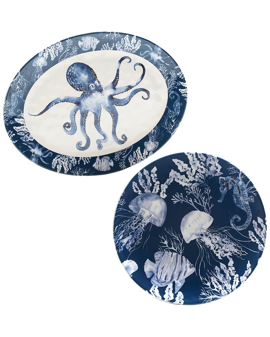 Certified International Sea Life Melamine 2pc Platter Set