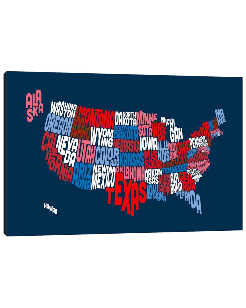 Shop Icanvas Usa (states) Typographic Map Ii By Michael Tompsett Wall Art