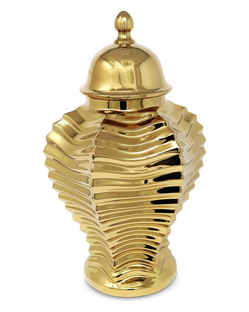 Vivience Ginger Jar And Lid With Pleat Design In Gold