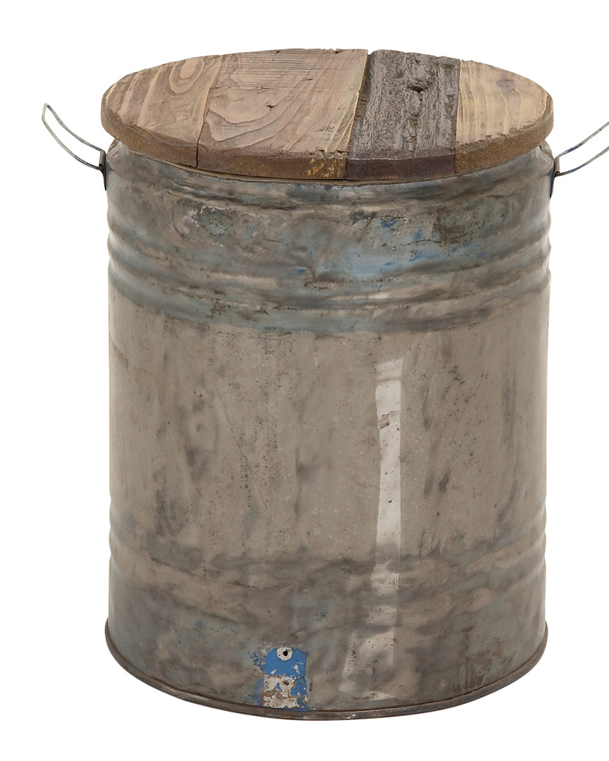 Peyton Lane Metal & Wood Drum Stool