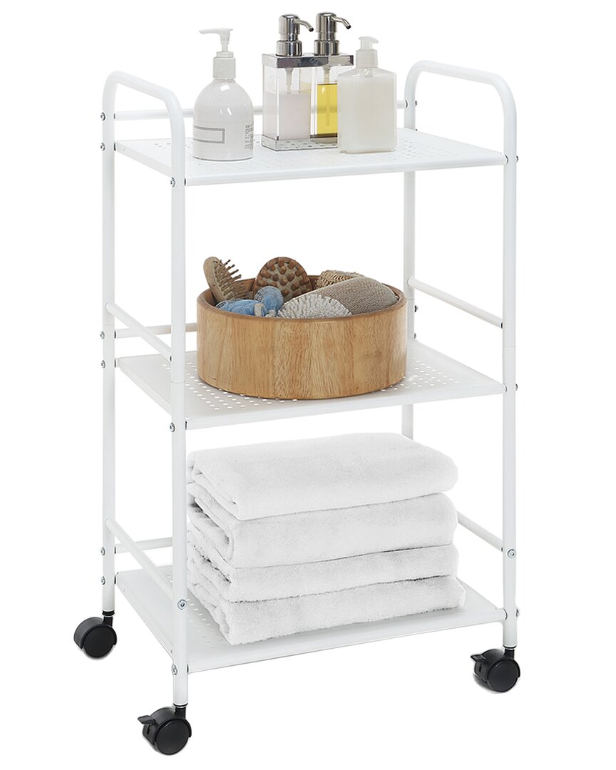 Sunny Point Sunnypoint 3-tier Metal Rolling Utility Cart In White