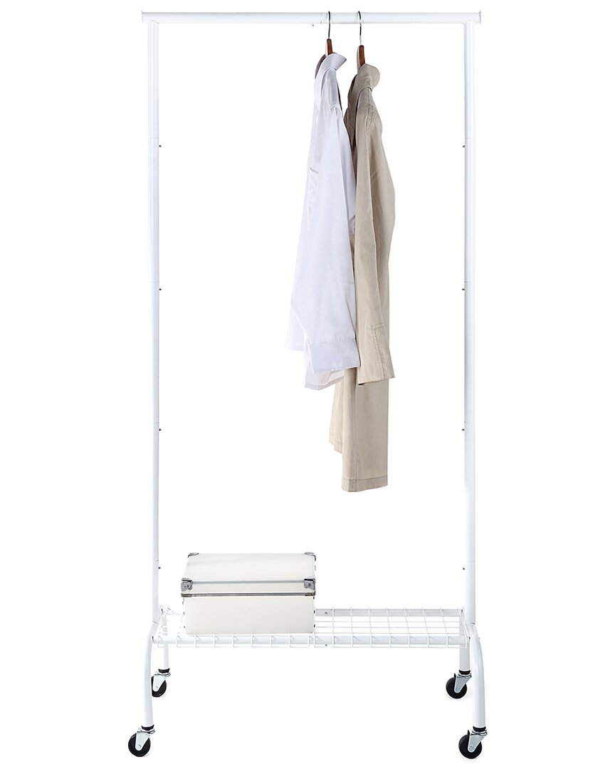 Sunny Point Sunnypoint Single Garment Rack With 1-tier Lower Shelf In White