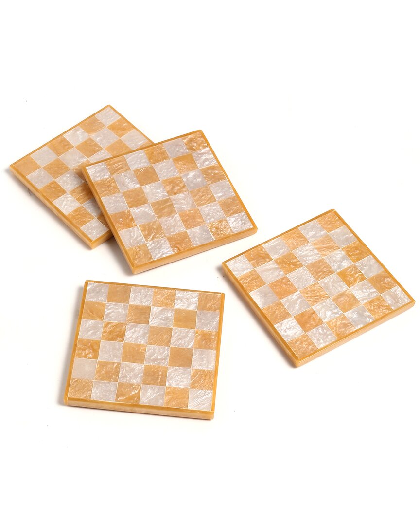 Tiramisu Set Of 4 Resin Coasters In Orange