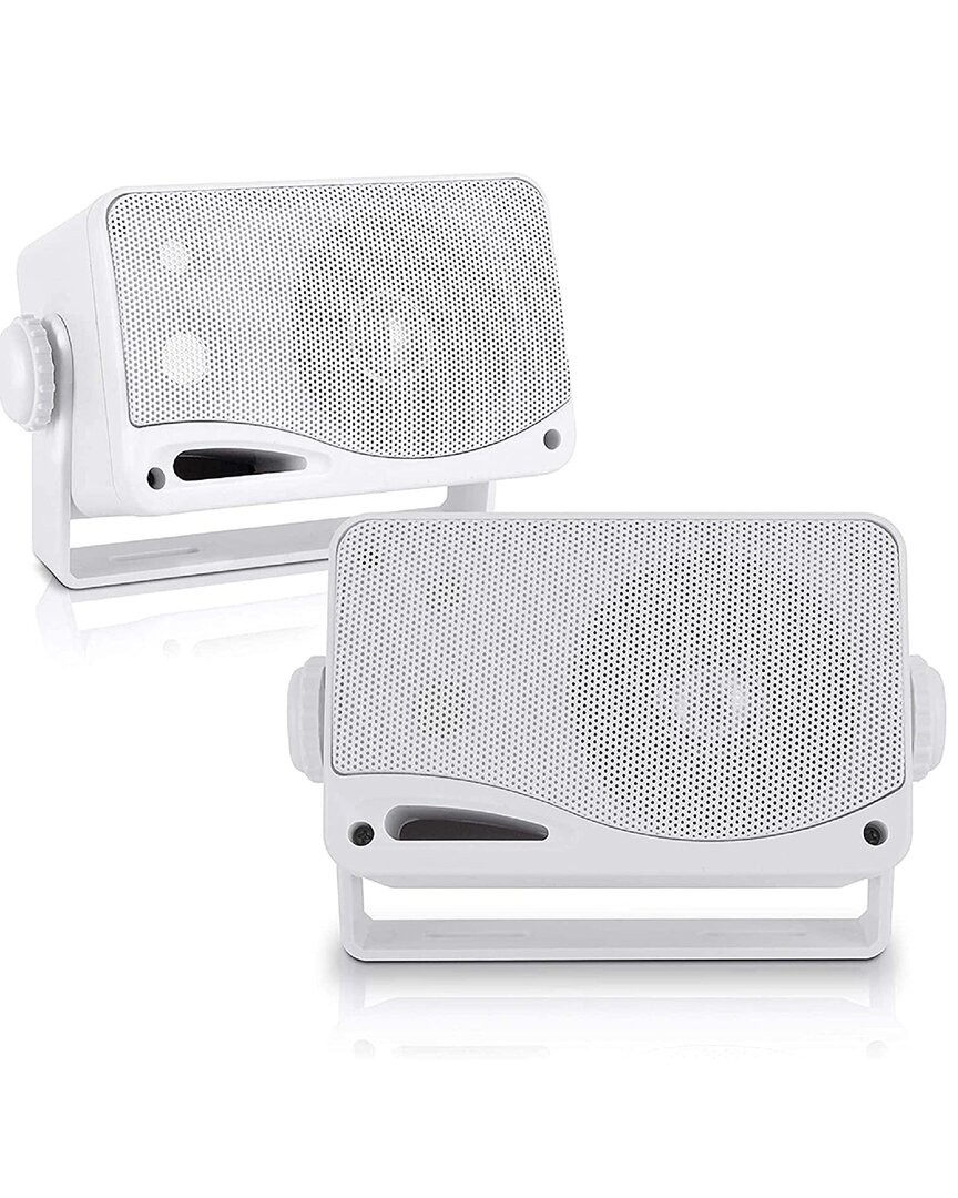 Pyle Weather Proof Mini Box Speaker System In White