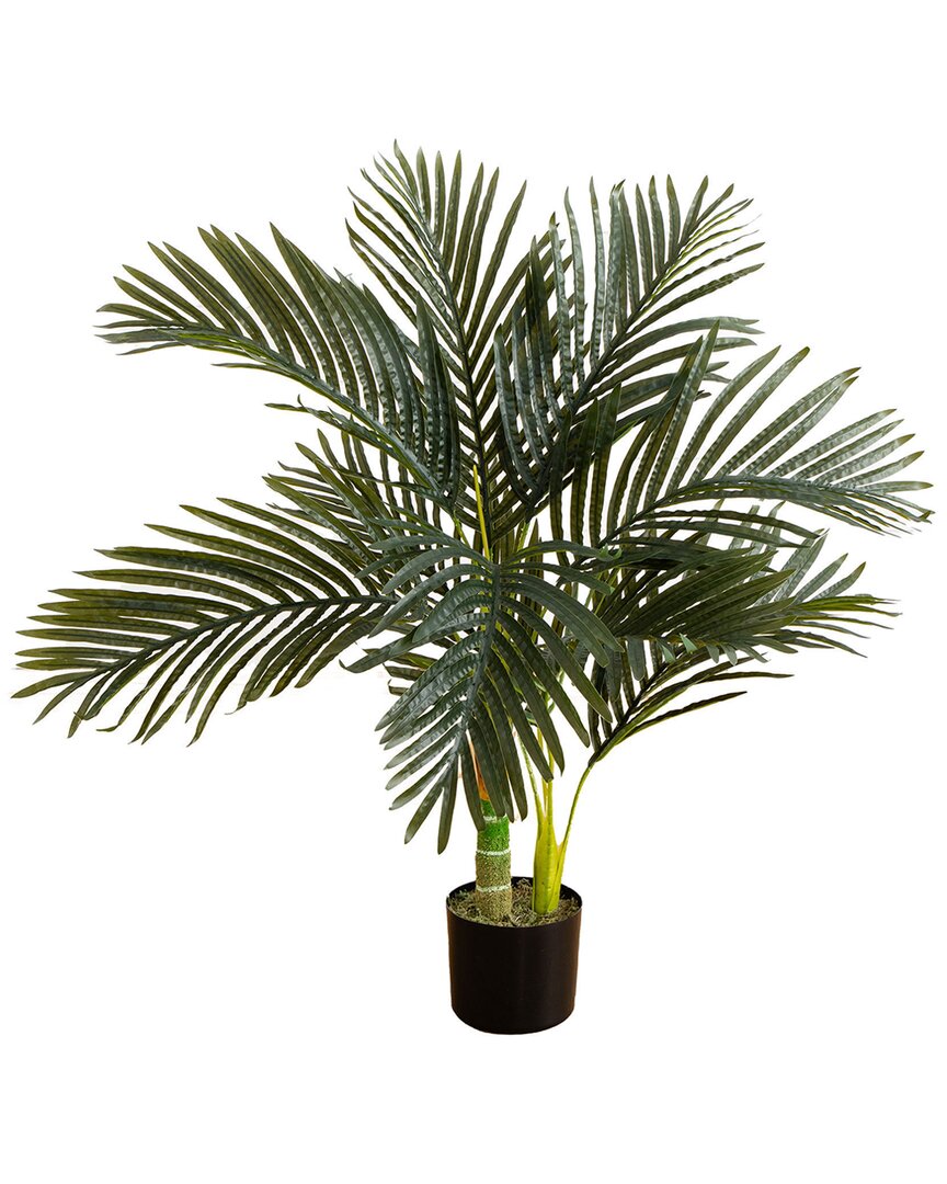 Nearly Natural 3ft Artificial Golden Cane Palm Tree In Green