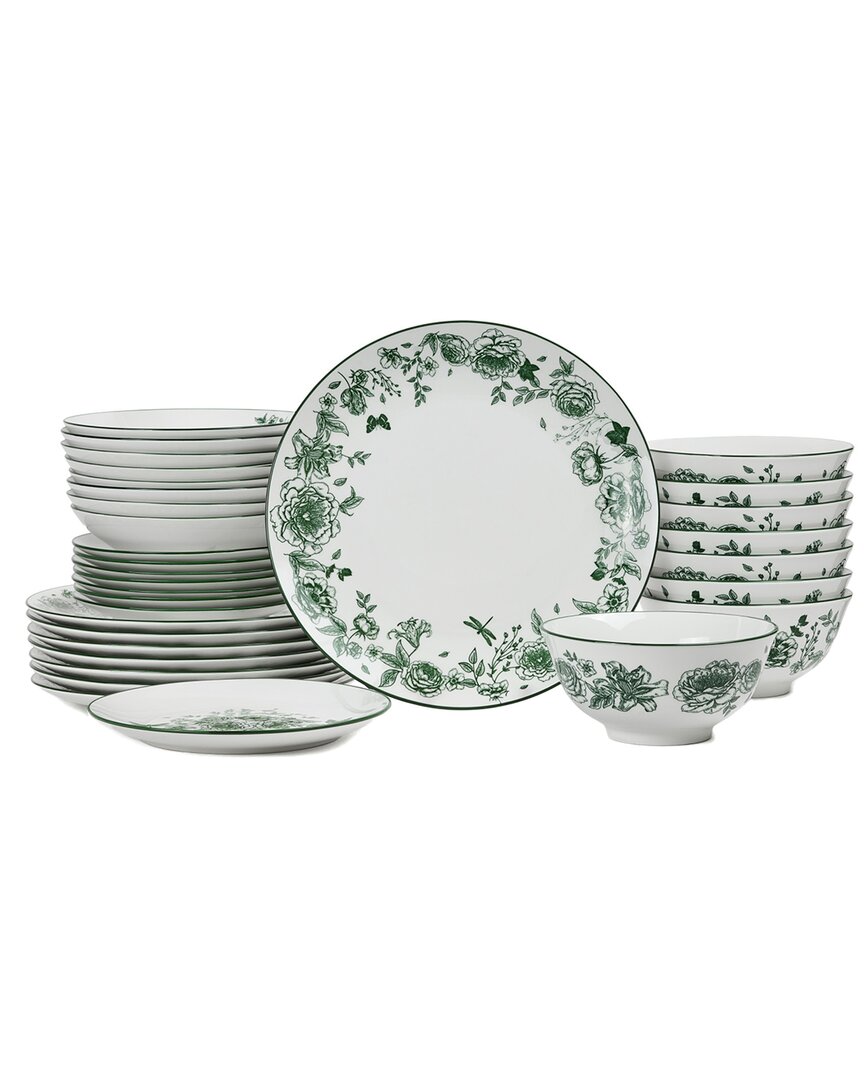 Stone Lain Esme 32pc Porcelain Dinnerware Set In Green