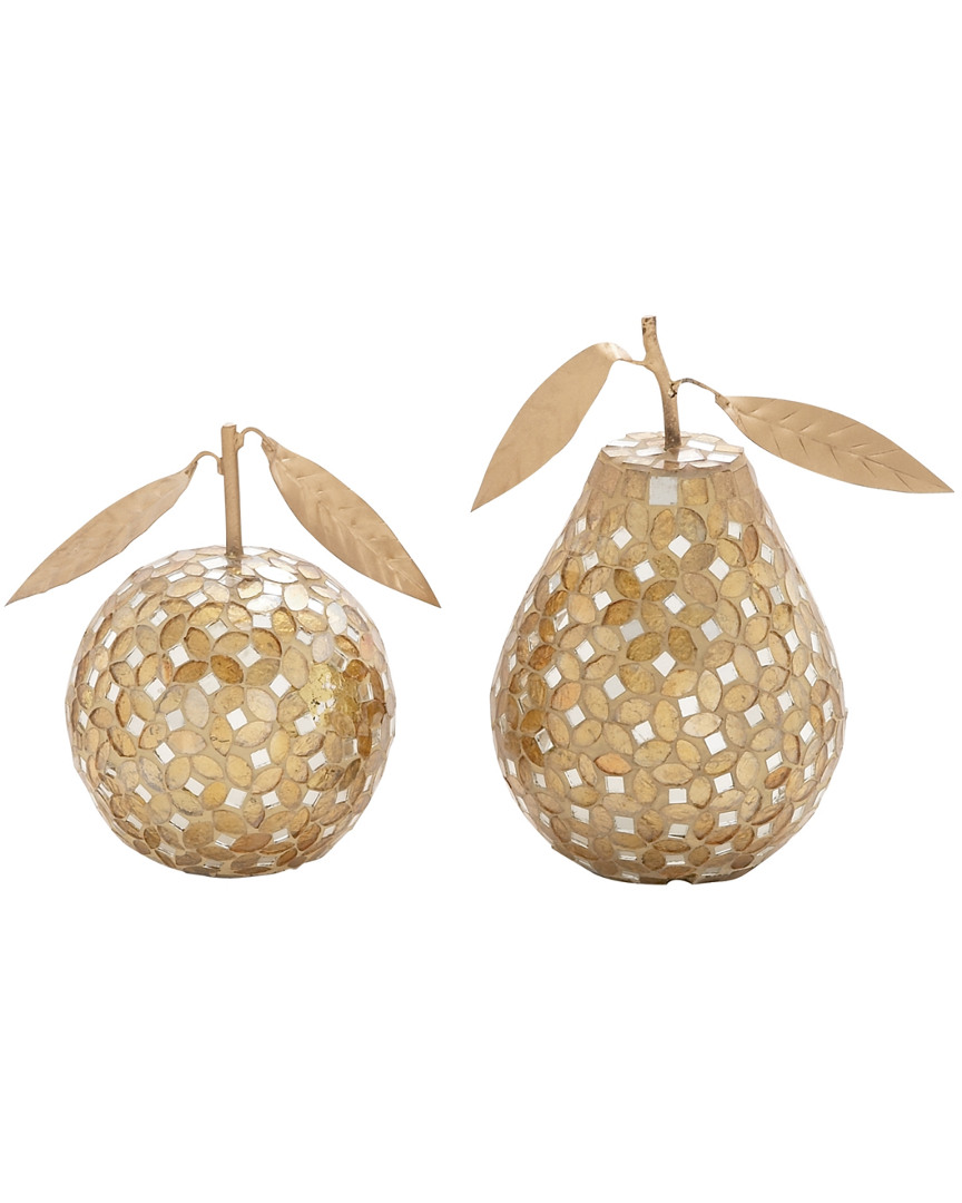 Peyton Lane Set Of 2 Metal Mosaic Pear Apples