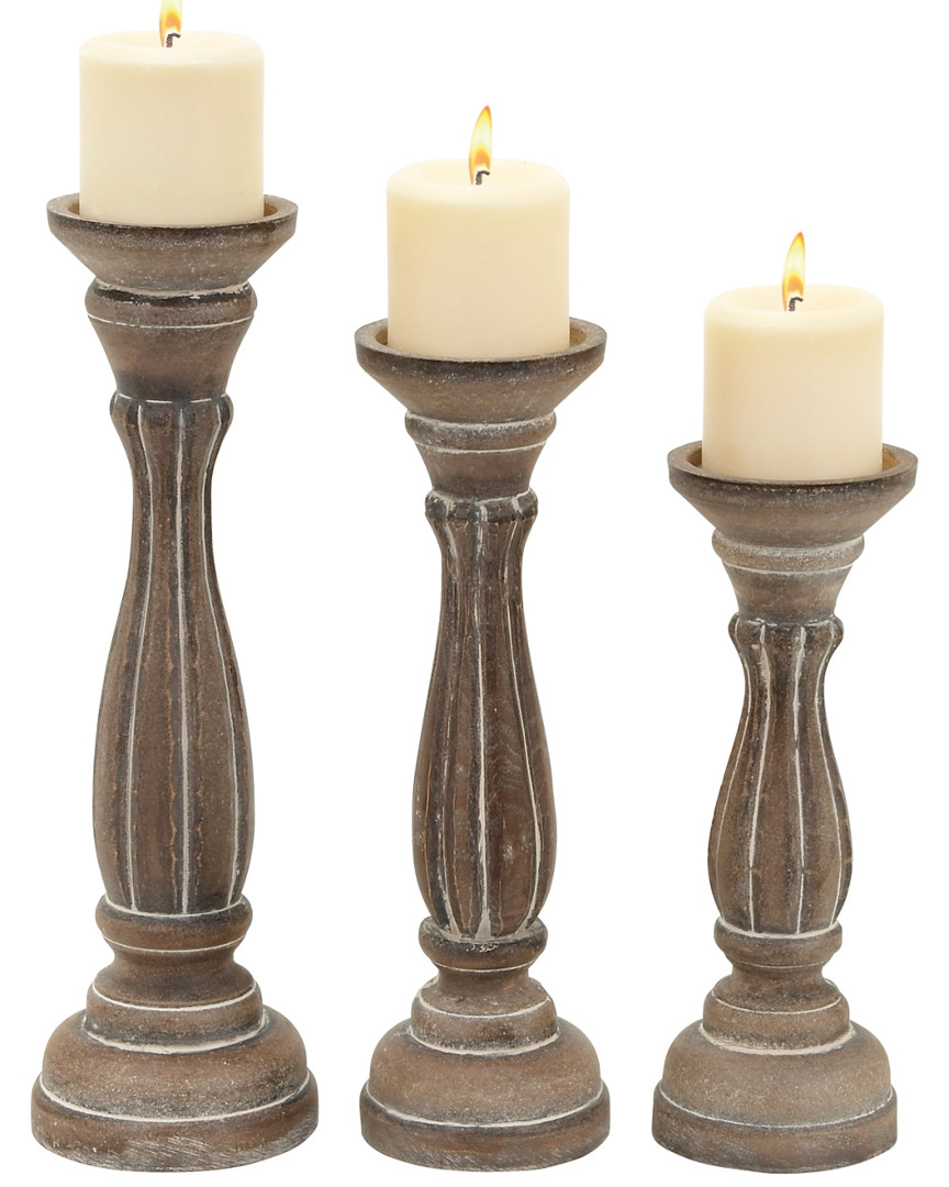 Peyton Lane Set Of 3 Wood Candle Holders