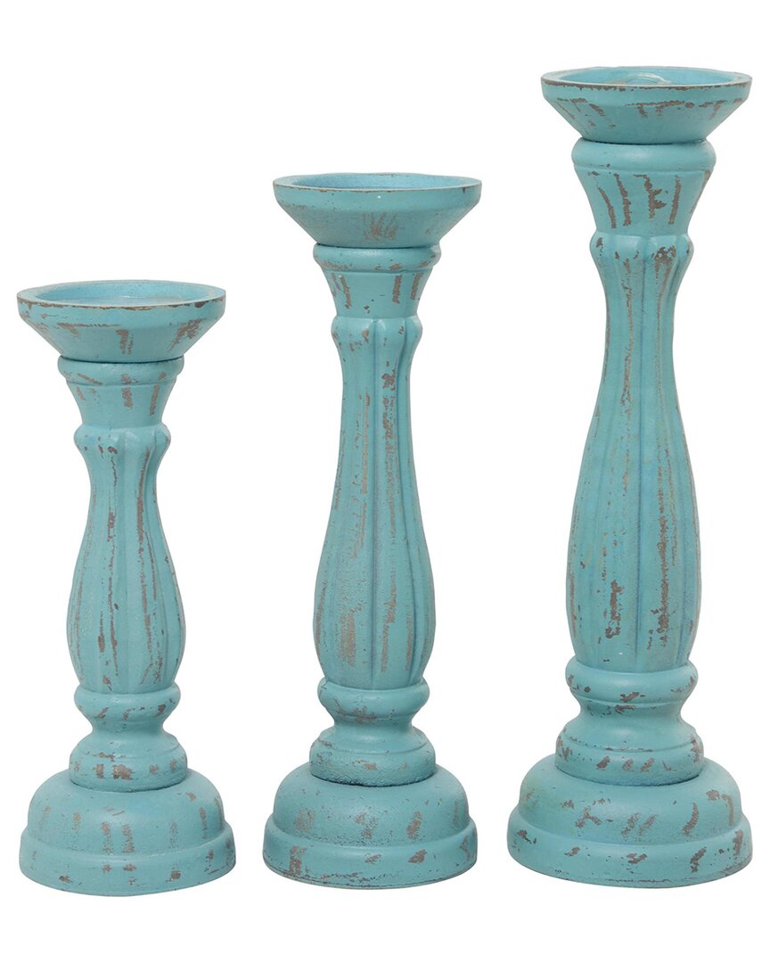 Uma Enterprises Set Of 3 Distressed Decorative Candle Holders