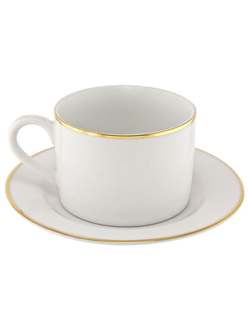 Ten Strawberry Street Gold Line Set Of 6 Cups & Saucers