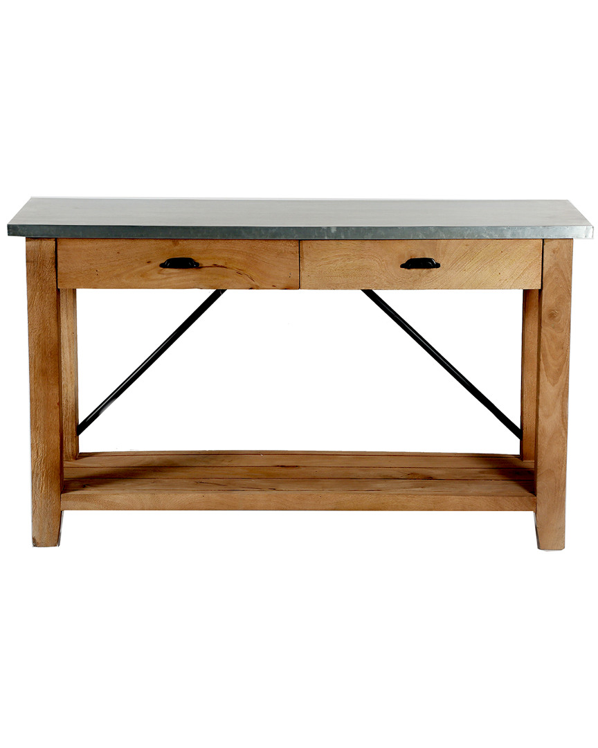 Alaterre Millwork 50in Wood And Zinc Metal Console/media Table With Two Drawers