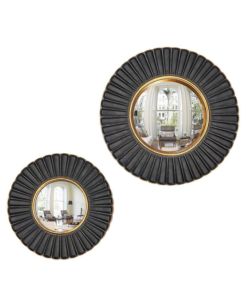 Shop Two's Company Set Of 2 Belgium Convex Wall Mirrors In Black