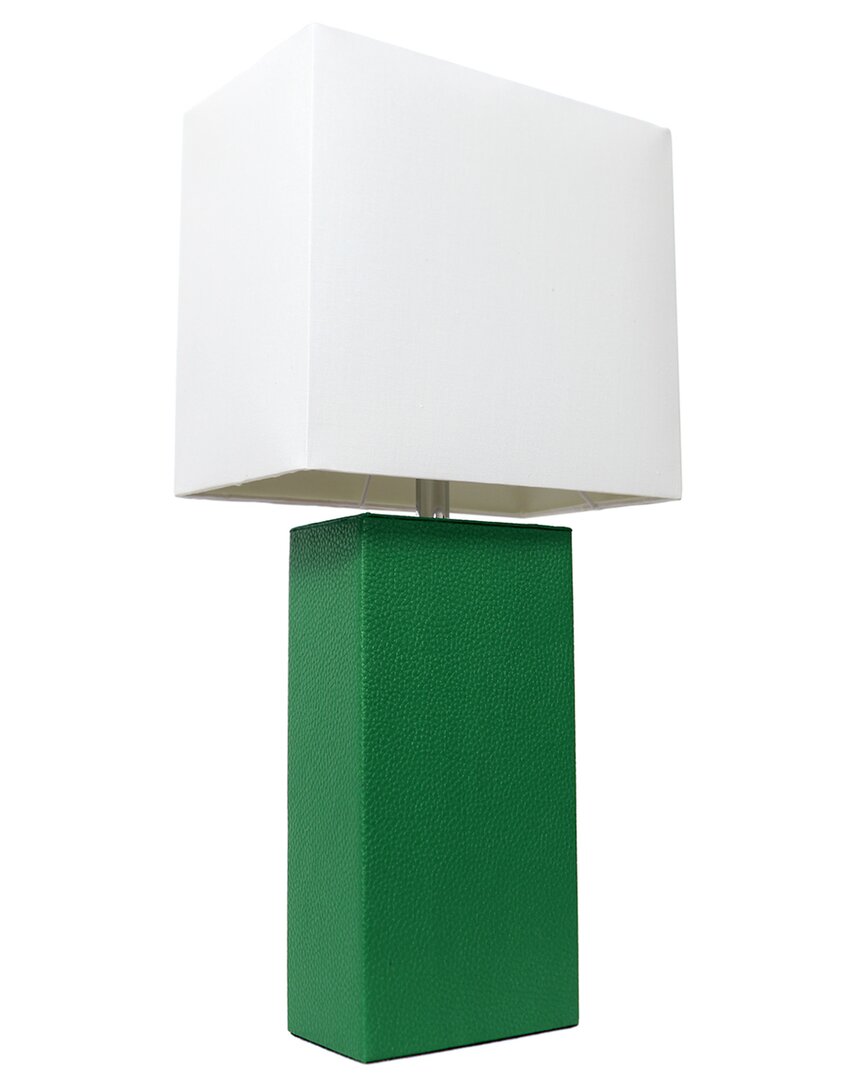 Shop Lalia Home Lexington 21in Leather Base Modern Home Décor Bedside Table Lamp In Green