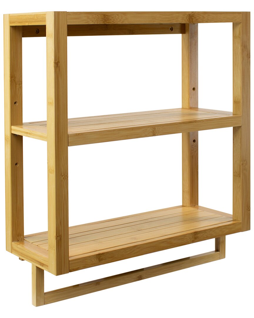 Sorbus 3-tier Bamboo Shelves & Towel Rack In Clear