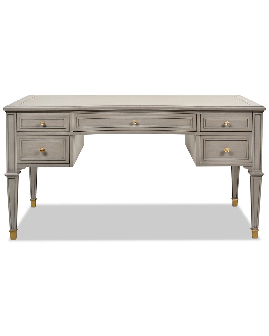 Jennifer Taylor Home Jth Luxe Dauphin Gold Accent 5-drawer Wood Desk In Grey