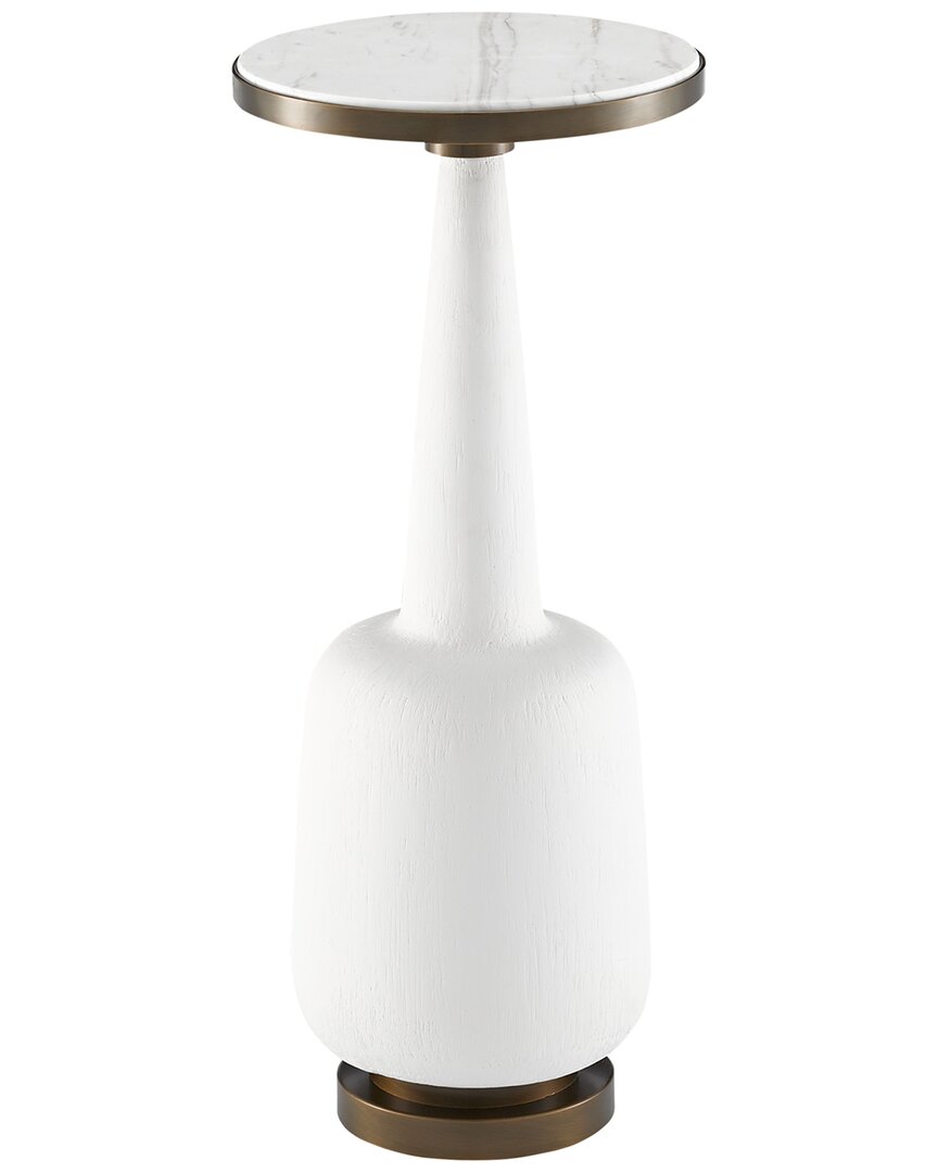 Currey & Company Greta White Drinks Table In White