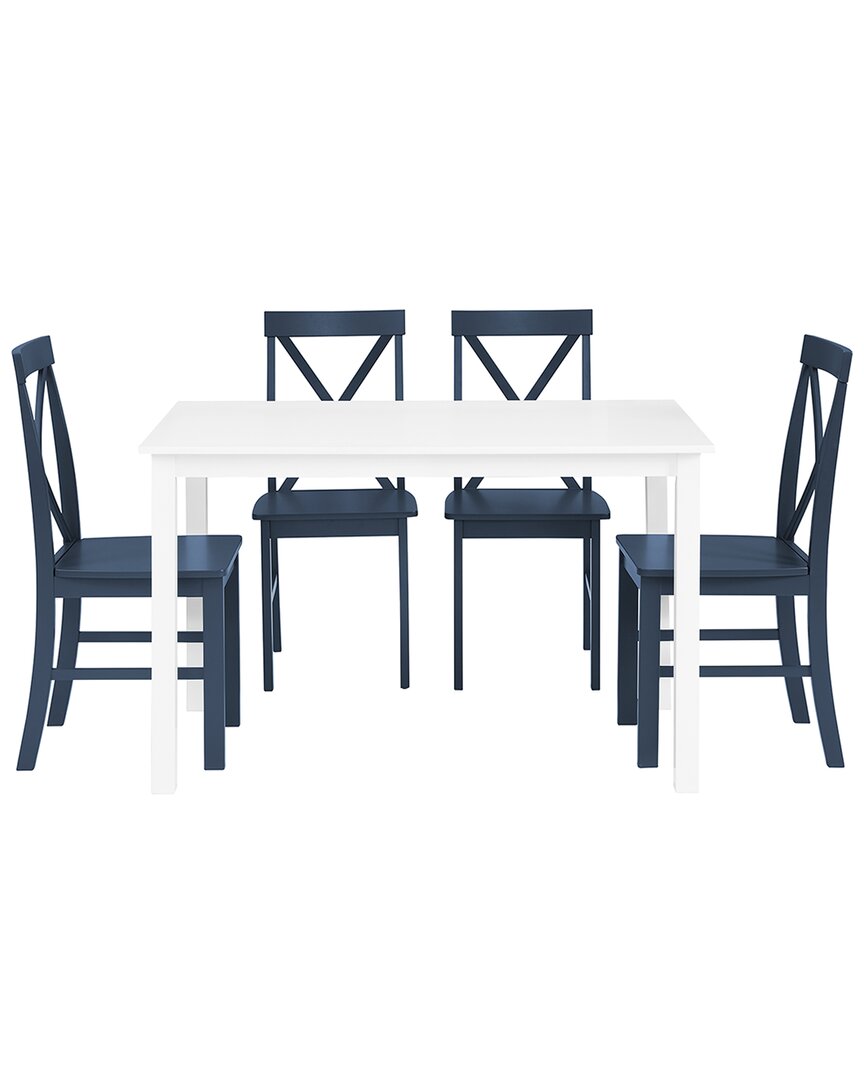 Hewson 5pc Solid Wood Farmhouse Dining Set In White