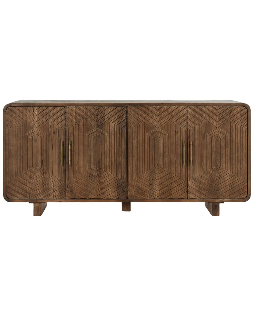 Classic Home Holmes Geometric Pattern Four Door Mango Wood Sideboard In Brown