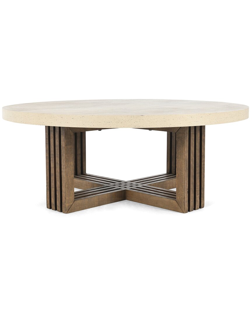 Classic Home Aspen 47in Round Wood Coffee Table In White