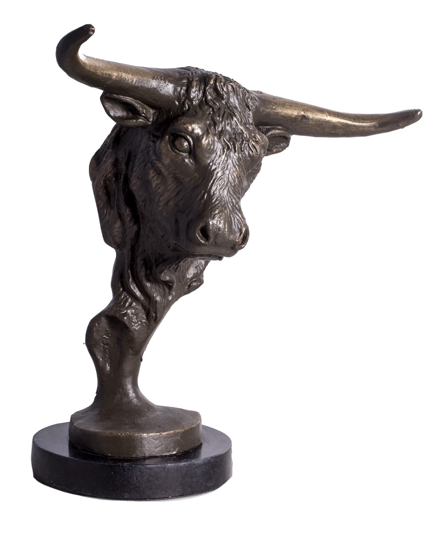 Bey-berk Bronzed Bull Head Sculpture In Brown