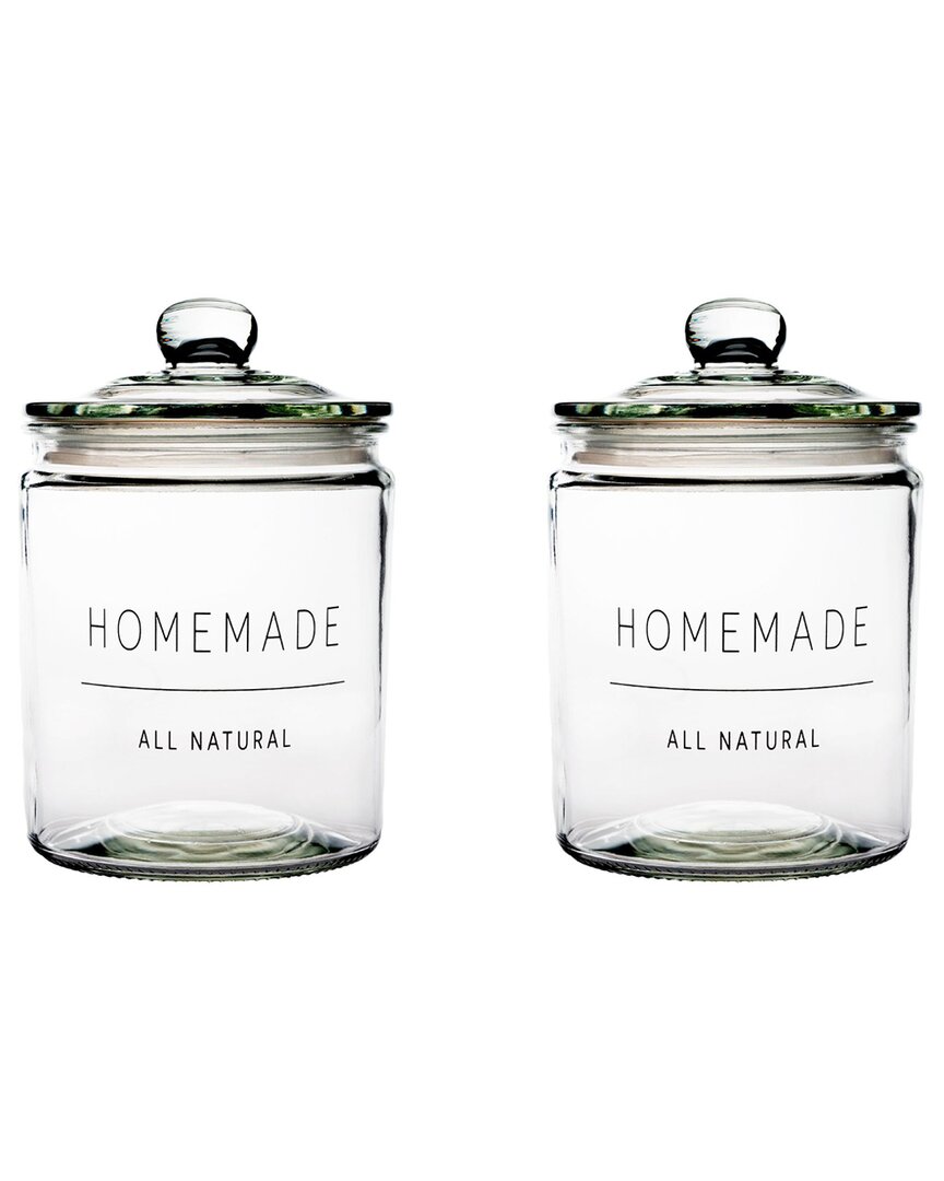 10 Strawberry Street Set Of 2 Stockholm Homemade Medium Glass Canisters In Transparent
