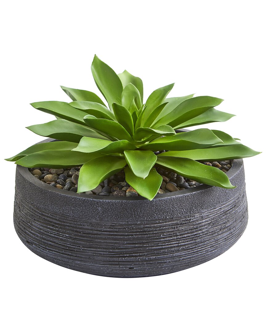 Nearly Natural Large Succulent Artificial Plant In Decorative Bowl In Green
