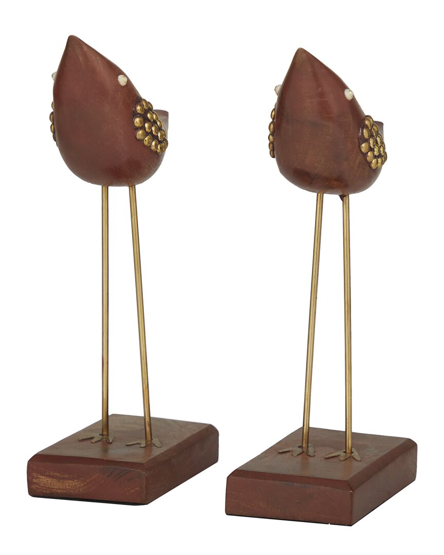 Peyton Lane Set Of 2 Traditional Bird Wood Sculpture