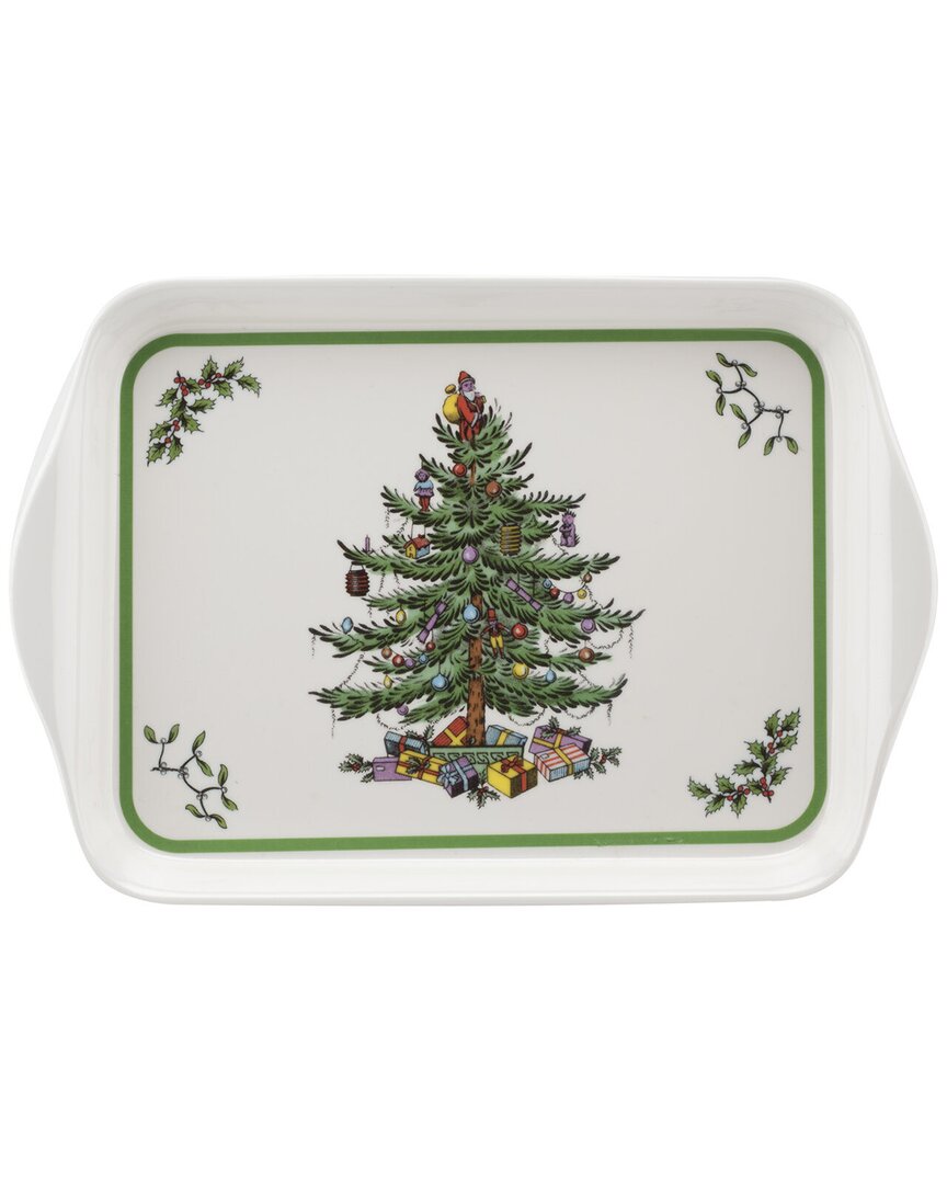 Pimpernel Christmas Tree Large Melamine Handled Tray In Green
