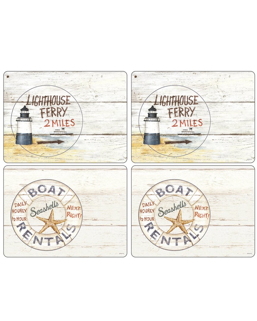 Pimpernel Coastal Signs Set Of 4 Placemats In Multi