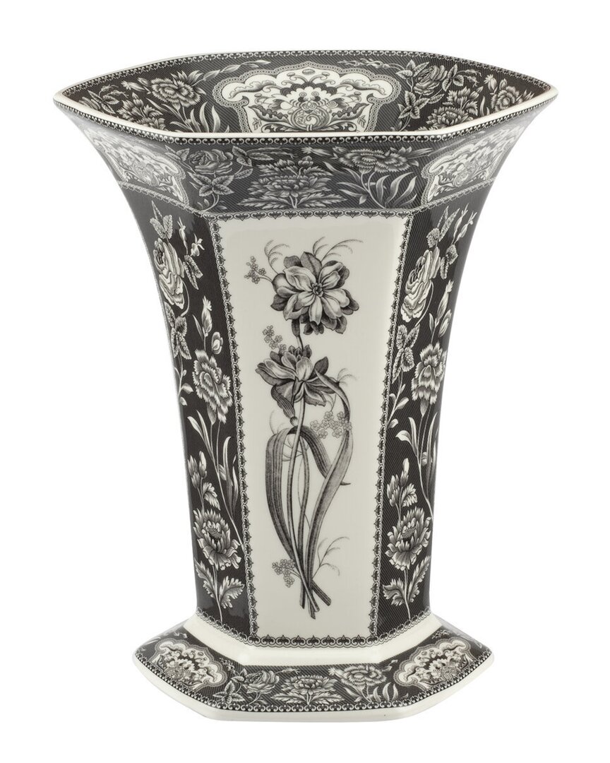 Shop Spode Hexagonal Floral Vase In Black