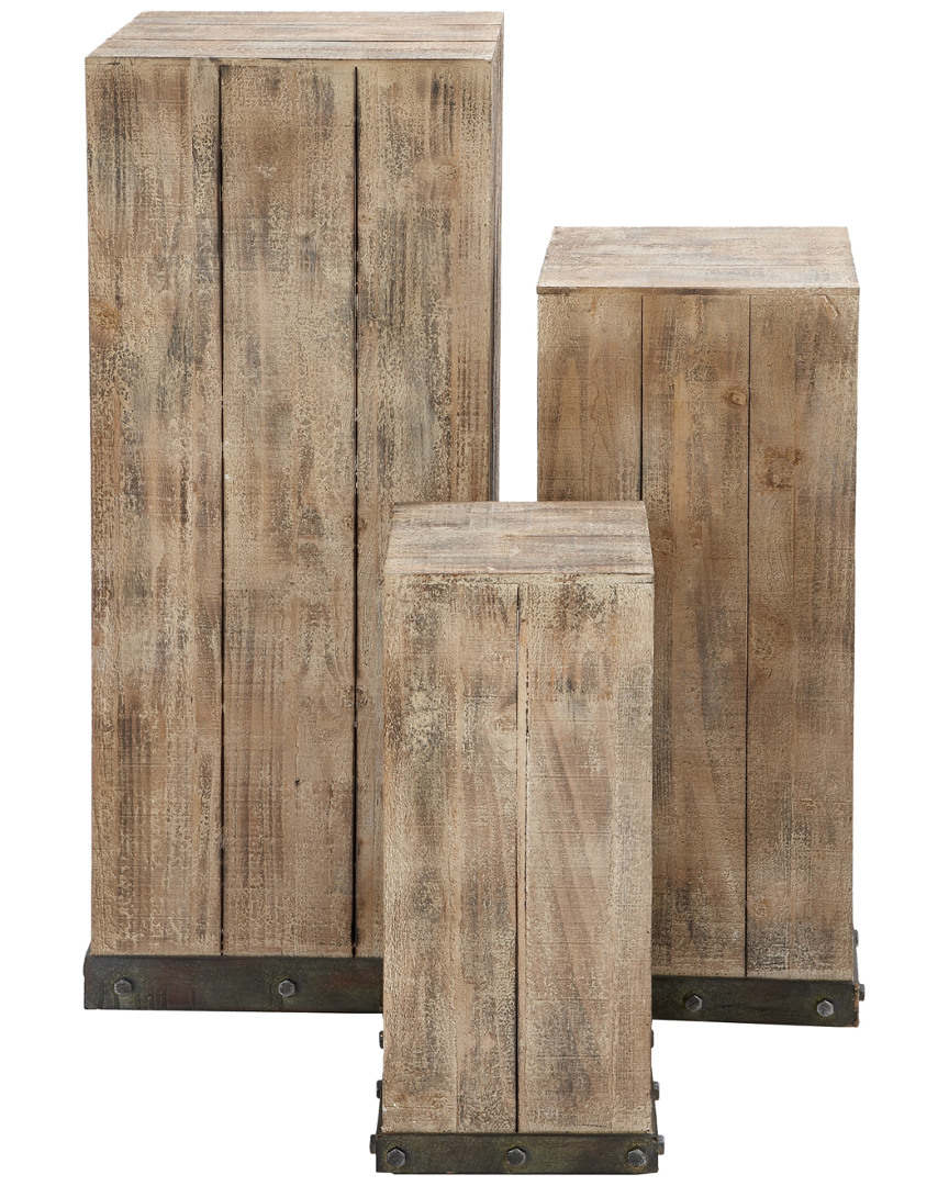 Peyton Lane Set Of 3 Wood Pedestals