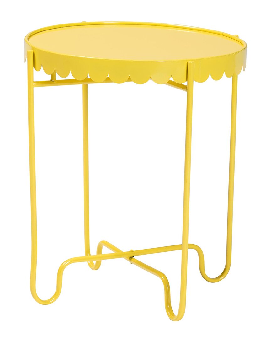 Baxton Studio Laverne Metal Side Table With Scalloped Tray Top In Yellow