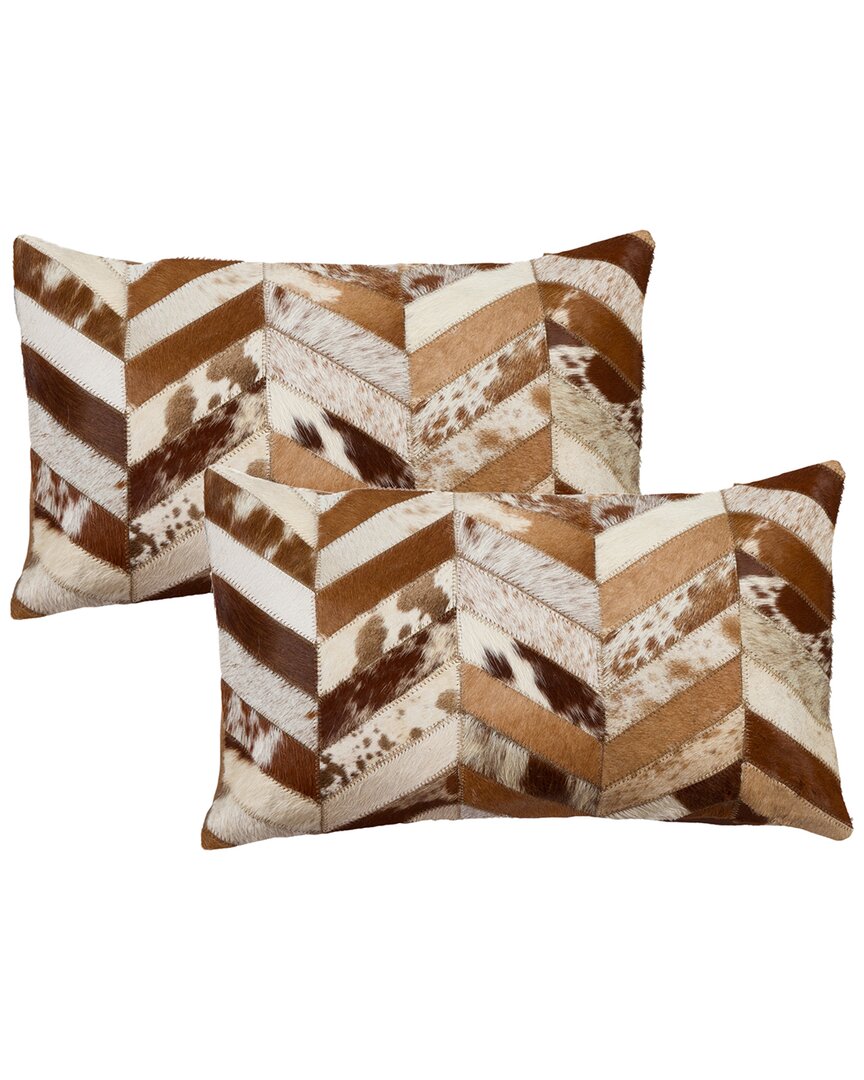 Natural Group Pack Of 2 Torino Chevron Pillow In Brown