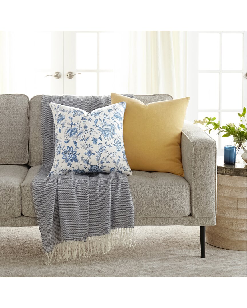 Home Collection Pack Of 2 Jacobean Slub Throw Pillows In Yellow