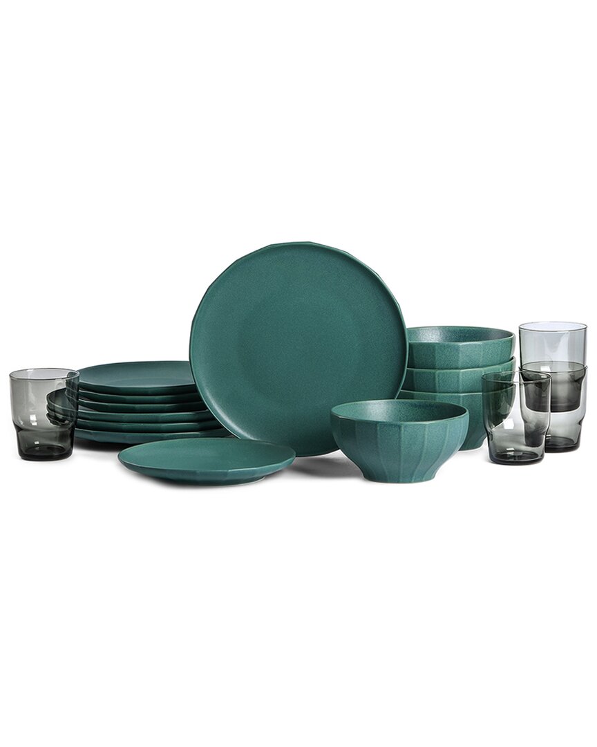 Stone Lain Rio 16-piece Dinnerware Set Stoneware In Green