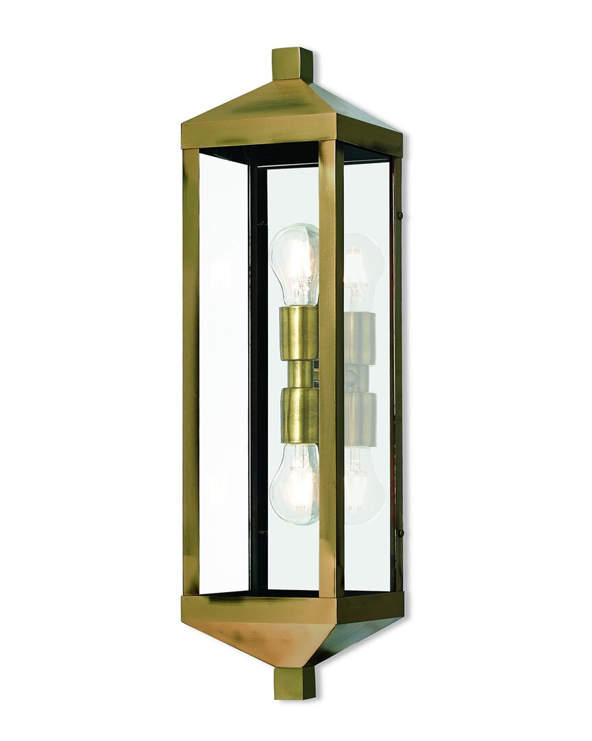 Livex Lighting 2-light Antique Brass Outdoor Wall Lantern In Metallic