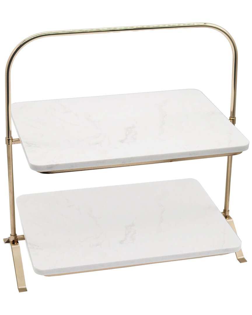 Godinger Madison Marble Two Tiered Serving Stand In White