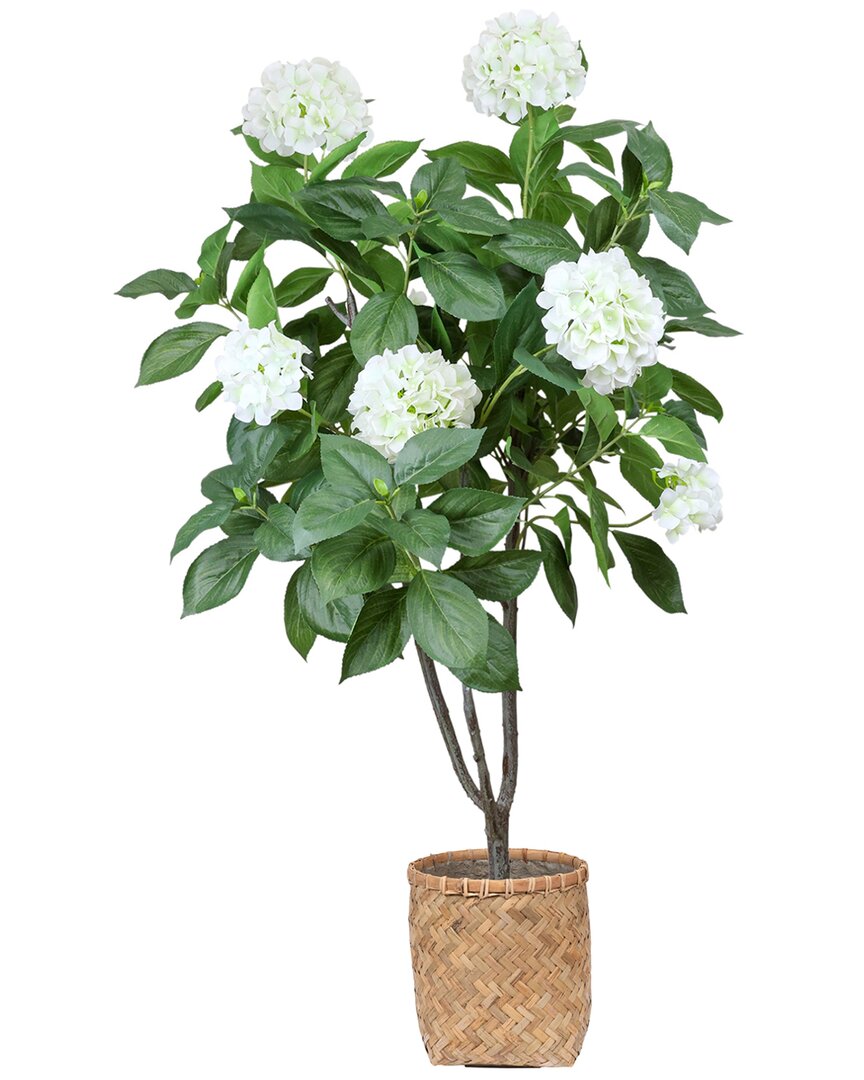 Creative Displays 5ft Hydrangea Drop-in Tree With Bamboo-wrapped Cement Pot In Neutral