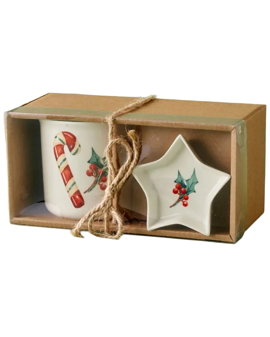 Bella Maison Candy Cane Porcelain Mug Set In Multi